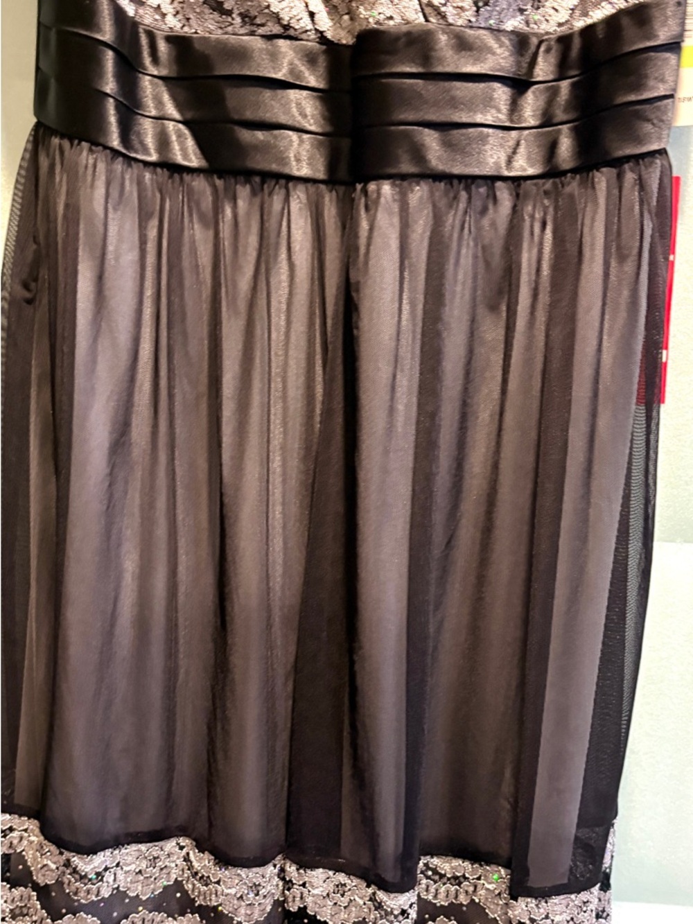 R&M Richards 18W NWT Black Silver Lace Fit Flare Cocktail Dress - Picture 4 of 11
